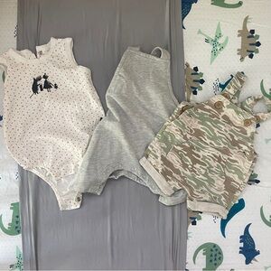 EUC Bundle of 3 items: 1 tank onesie, 2 overalls